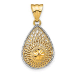 Load image into Gallery viewer, Leslie&#39;s 14k Rhodium-plated D/C Filigree Teardrop PendantLF1366
