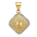 Load image into Gallery viewer, Leslie&#39;s 14k Rhodium-plated D/C Filigree Square PendantLF1368
