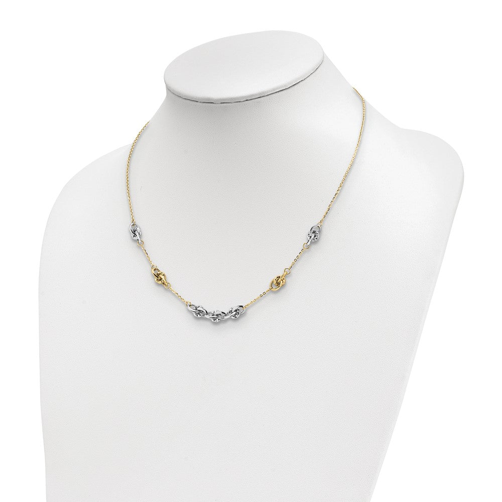 Leslie's 14k Two-tone Polished and D/C w/ 1.25in ext NecklaceLF1376-16.75