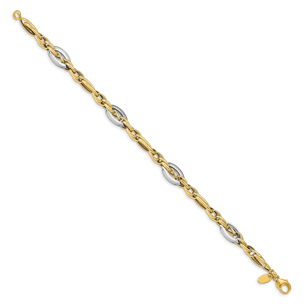 Leslie's 14k Two-tone Polished Link BraceletLF1397-7.5