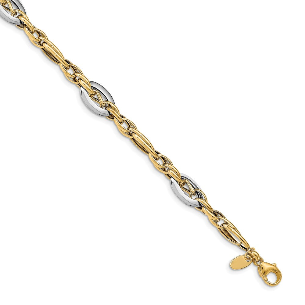 Leslie's 14k Two-tone Polished Link BraceletLF1397-7.5