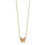 Load image into Gallery viewer, Leslie&#39;s 14K Polished D/C w/ Pink Enamel Butterfly NecklaceLF1400-18
