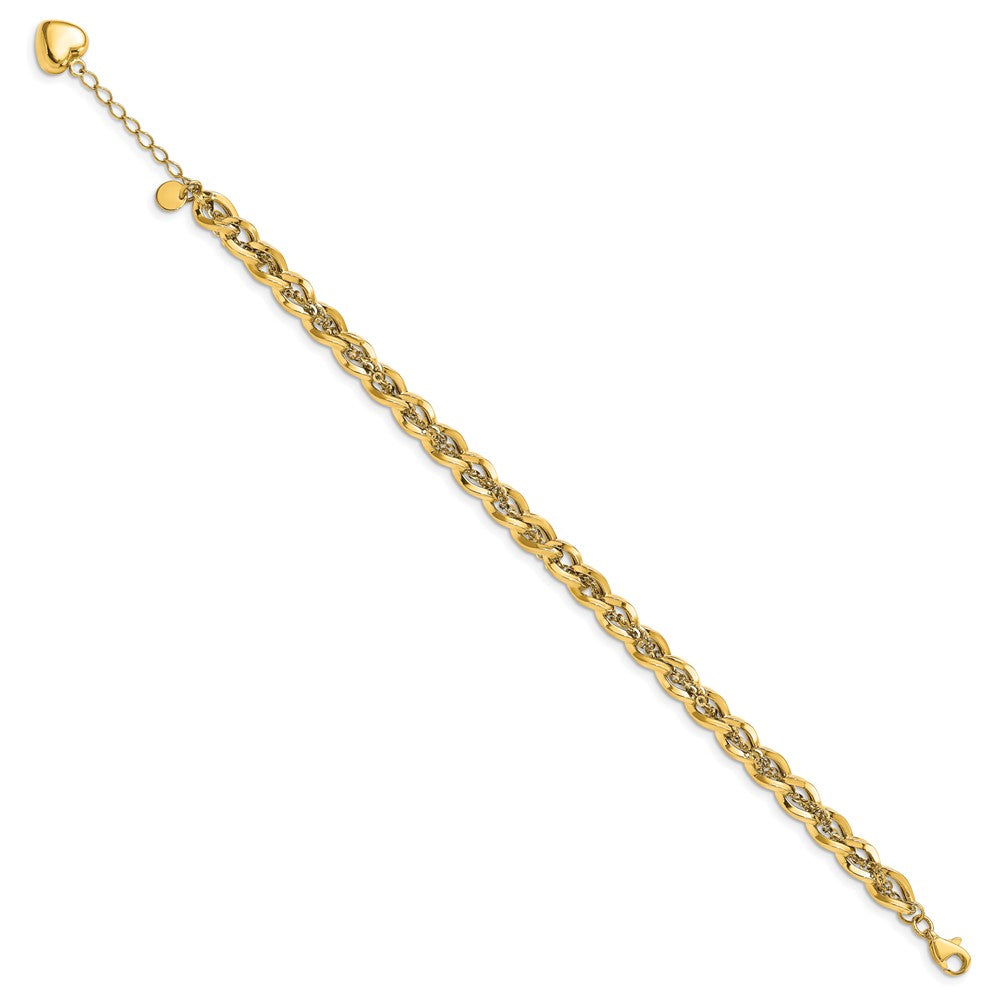 Leslie's 14k Polished Fancy Link w/ .75in ext. Heart BraceletLF1437-7