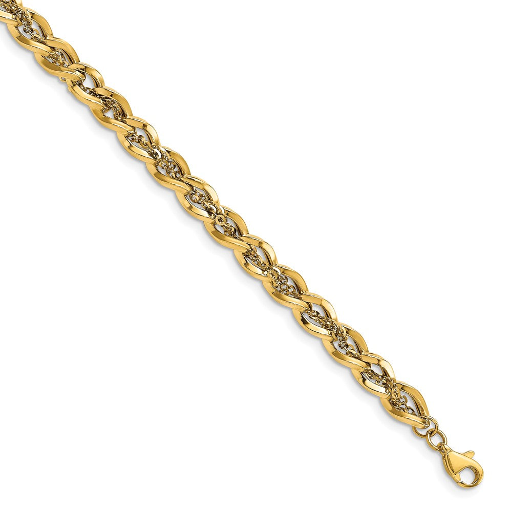 Leslie's 14k Polished Fancy Link w/ .75in ext. Heart BraceletLF1437-7