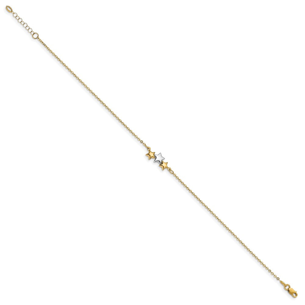 Leslie's 14K Two-tone Polished Star w/1in ext AnkletLF1438-9.5