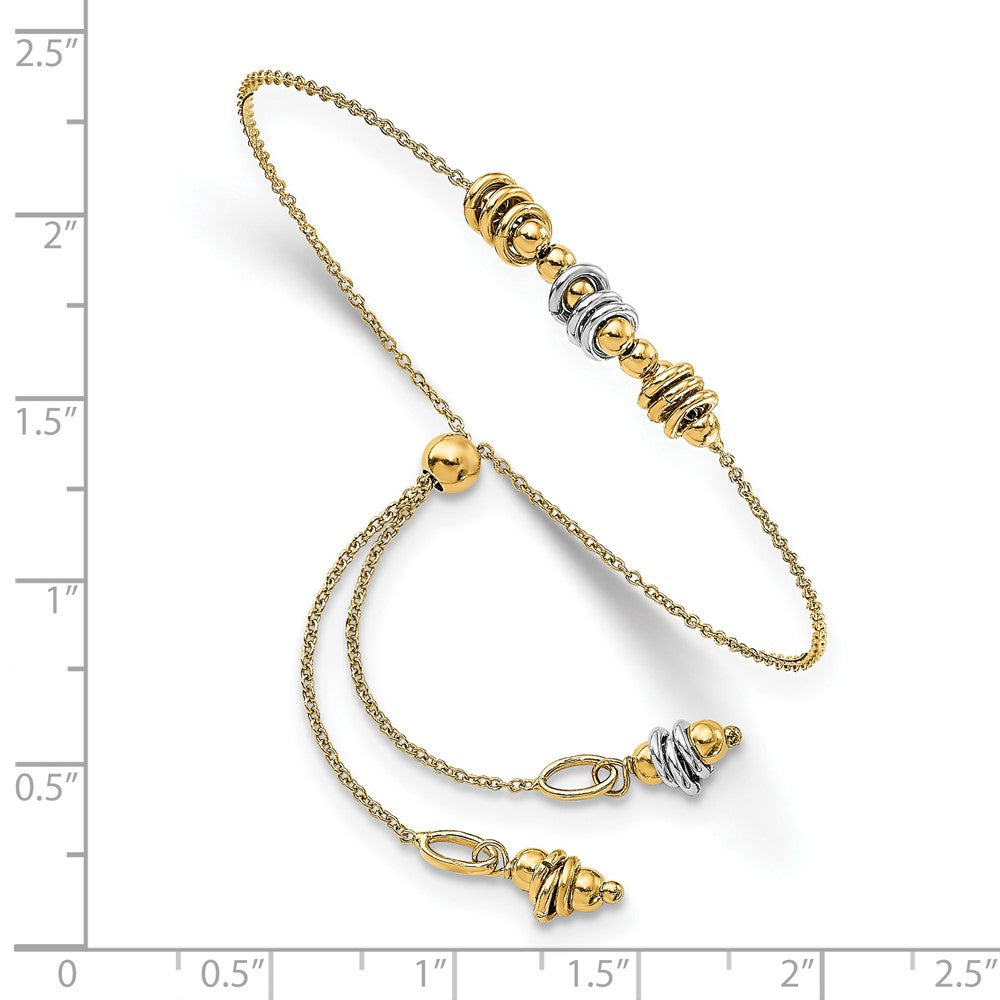 Leslie's 14K Two-tone Polished Beaded Adjustable BraceletLF1440