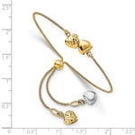 Load image into Gallery viewer, Leslie&#39;s 14K Two-tone Polished D/C Heart Adjustable BraceletLF1441
