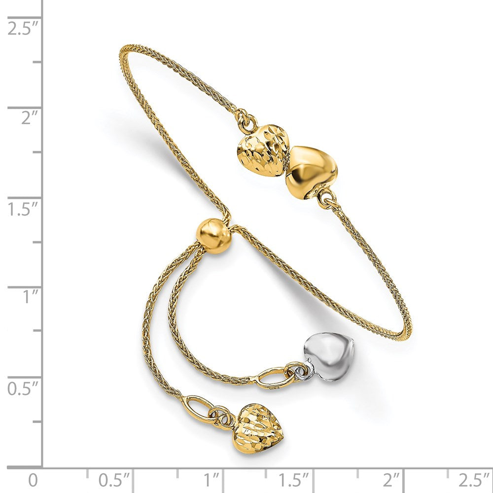 Leslie's 14K Two-tone Polished D/C Heart Adjustable BraceletLF1441