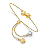 Load image into Gallery viewer, Leslie&#39;s 14K Two-tone Polished D/C Heart Adjustable BraceletLF1441
