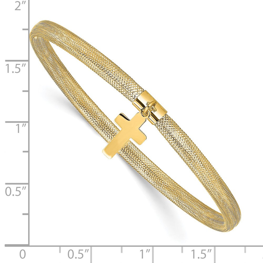 Leslie's 14K Polished Cross Charm Stretch BangleLF1463