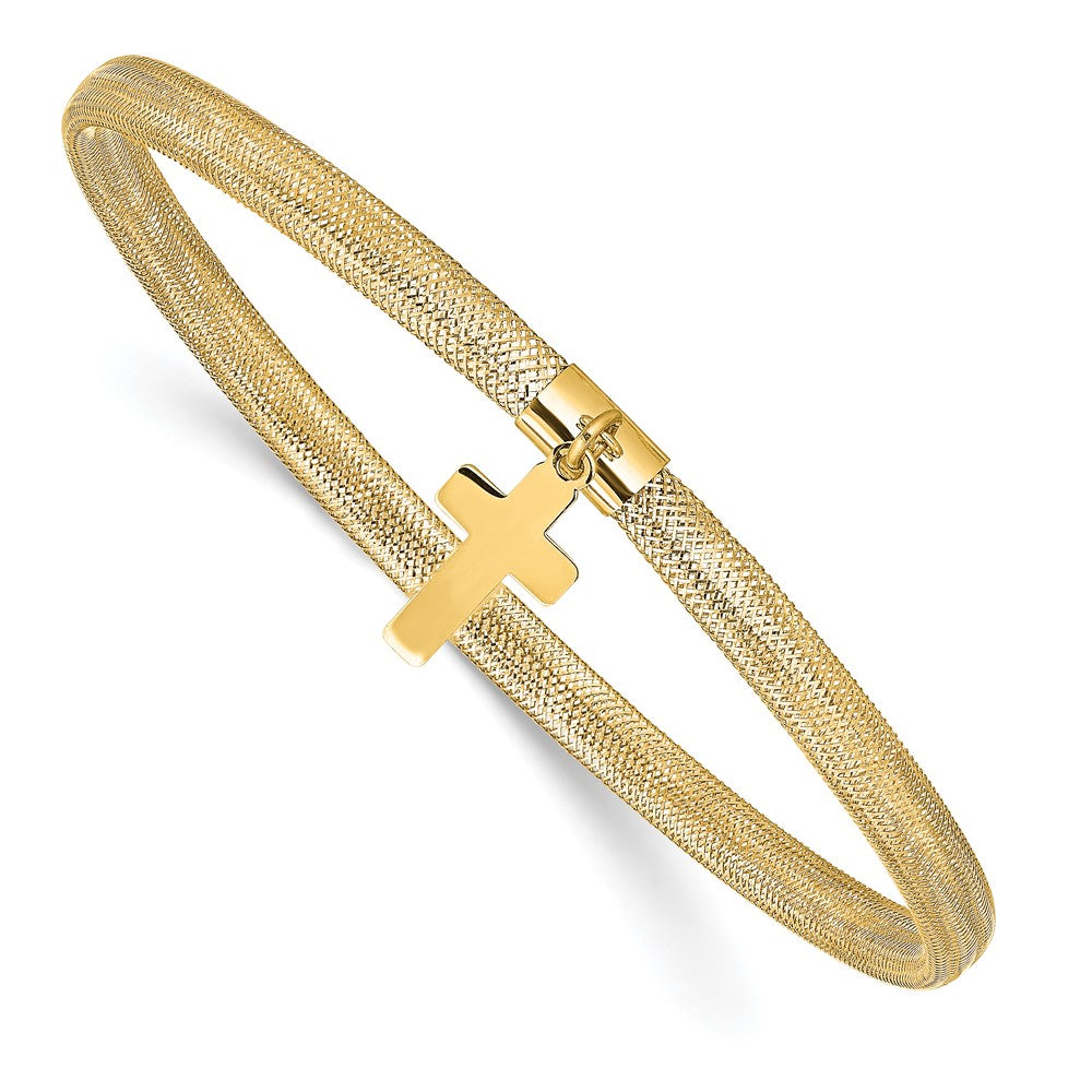 Leslie's 14K Polished Cross Charm Stretch BangleLF1463