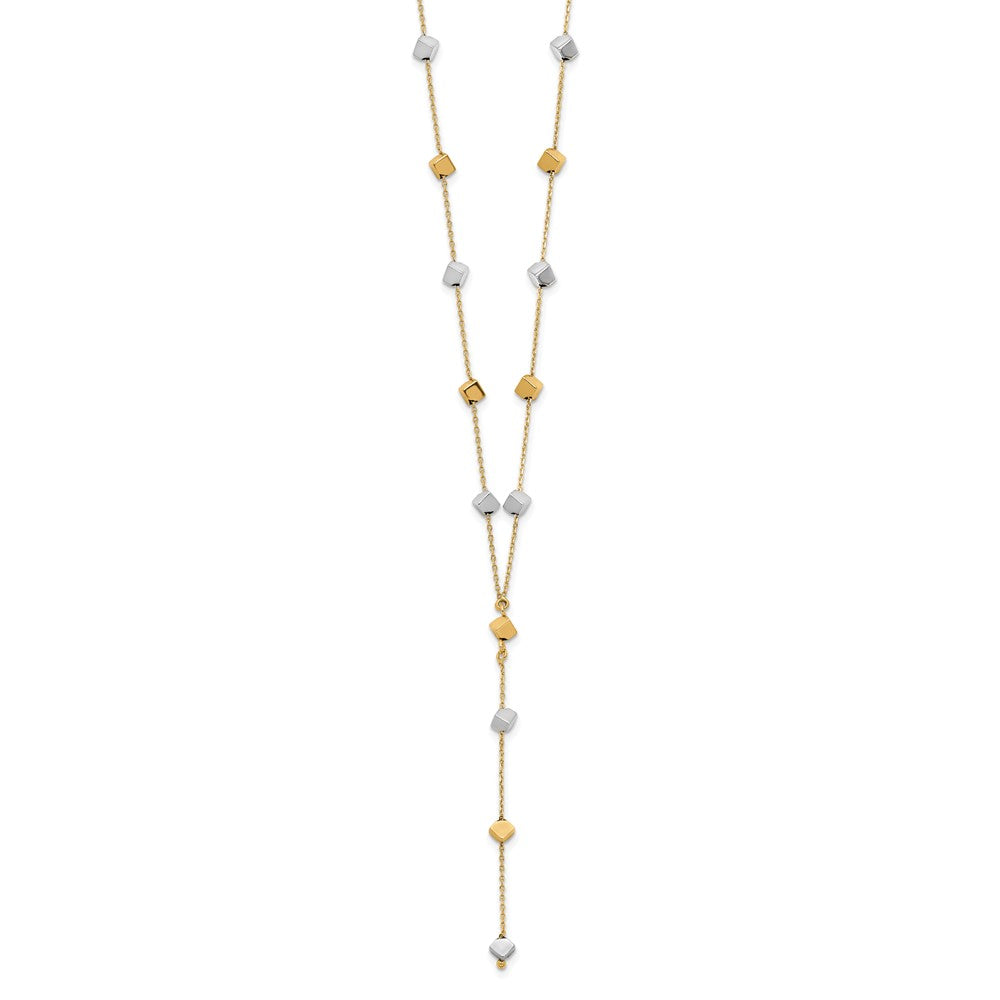 Leslie's 14K Two-Tone  Polished Adjustable Beaded Y-Drop NecklaceLF1465-17.5