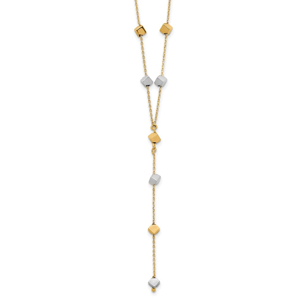 Leslie's 14K Two-Tone  Polished Adjustable Beaded Y-Drop NecklaceLF1465-17.5