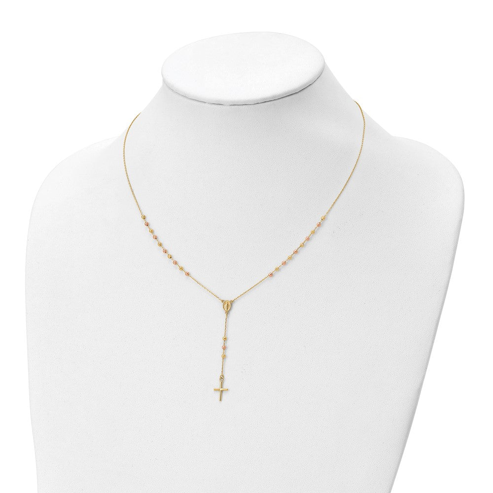 Leslie's 14K Yellow and Rose Gold Cross Y-Drop w/1.25 ext. NecklaceLF1467-16.5