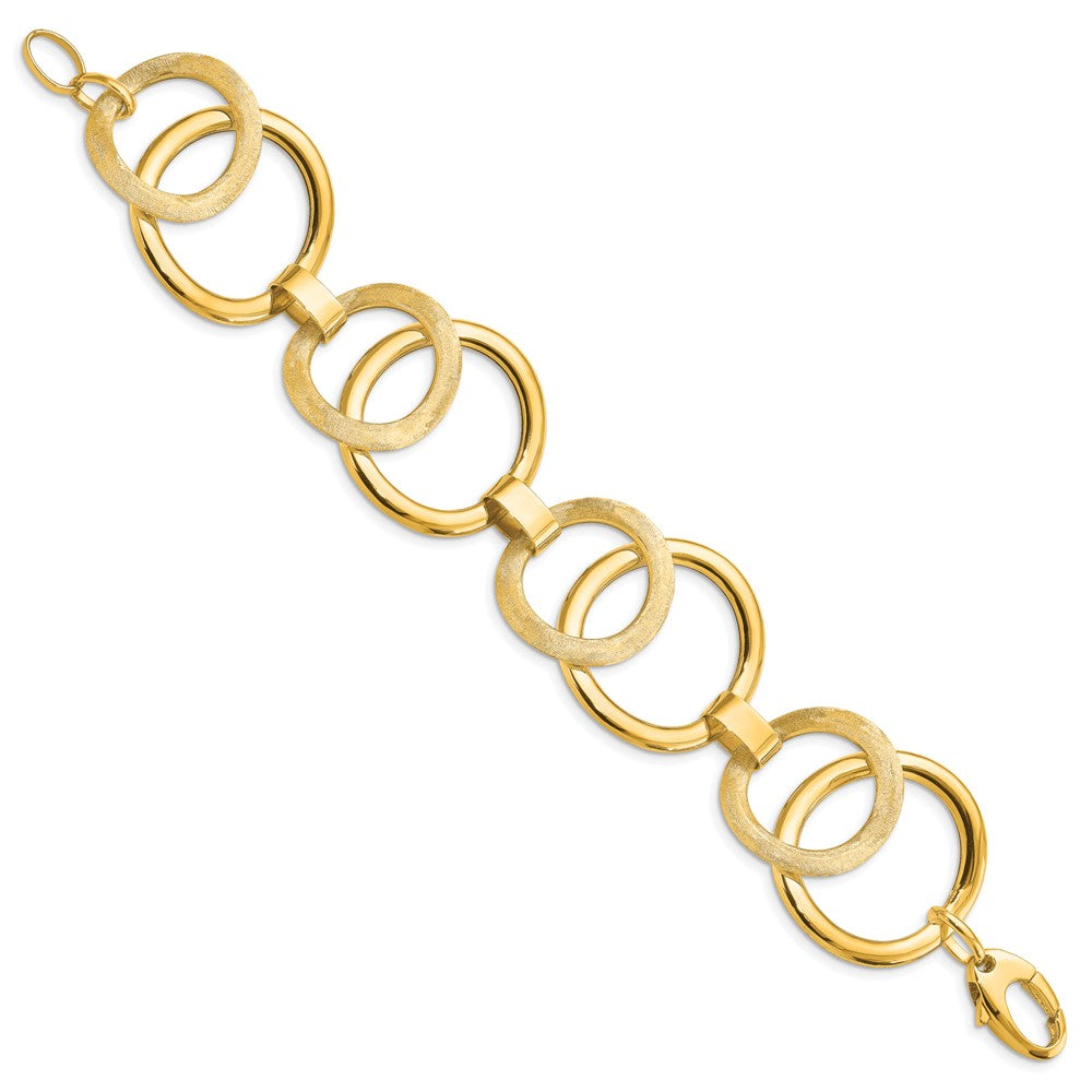 Leslie's 14k Polished Scratch-finish Fancy Link BraceletLF1474-7