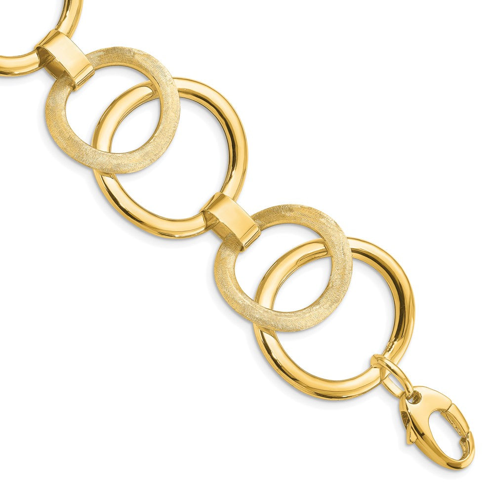 Leslie's 14k Polished Scratch-finish Fancy Link BraceletLF1474-7