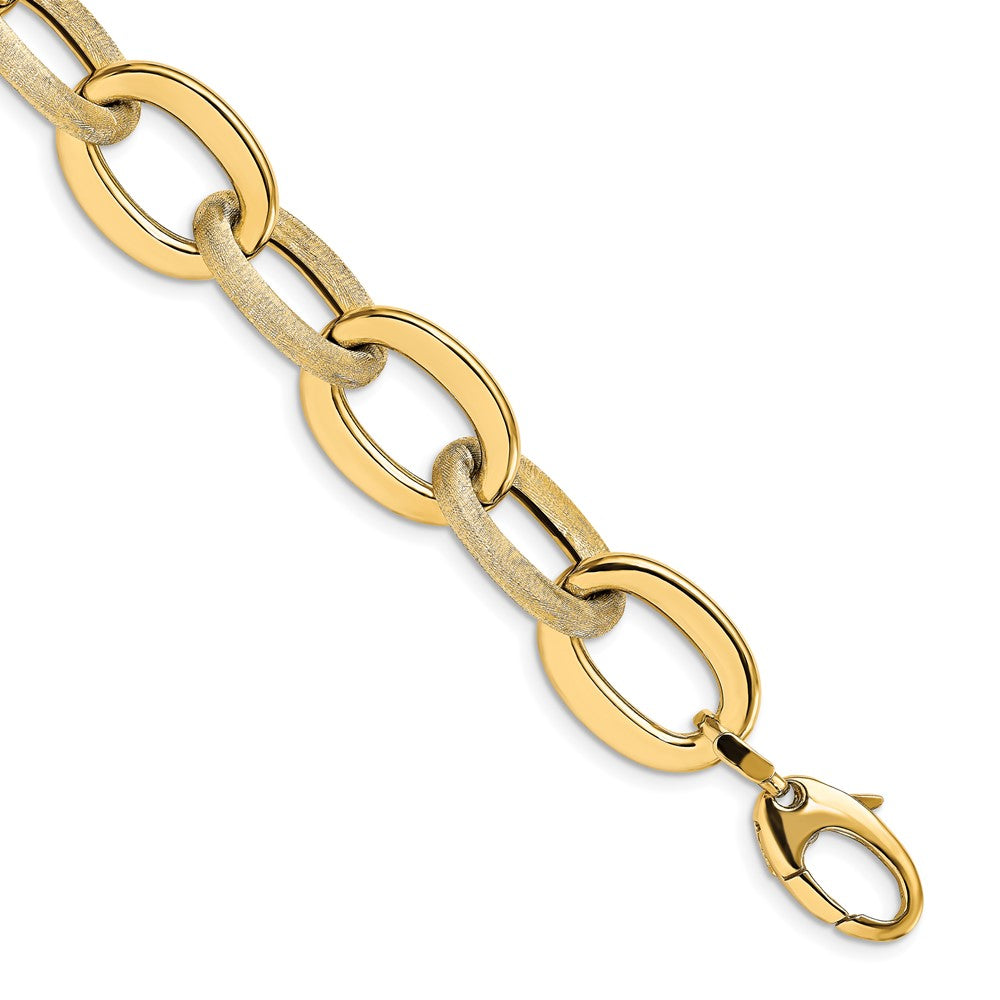 Leslie's 14k Polished Scratch-finish Fancy Link BraceletLF1475-7.75