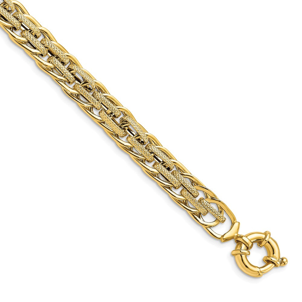 Leslie's 14K Polished Textured Fancy Link BraceletLF1486-7.5