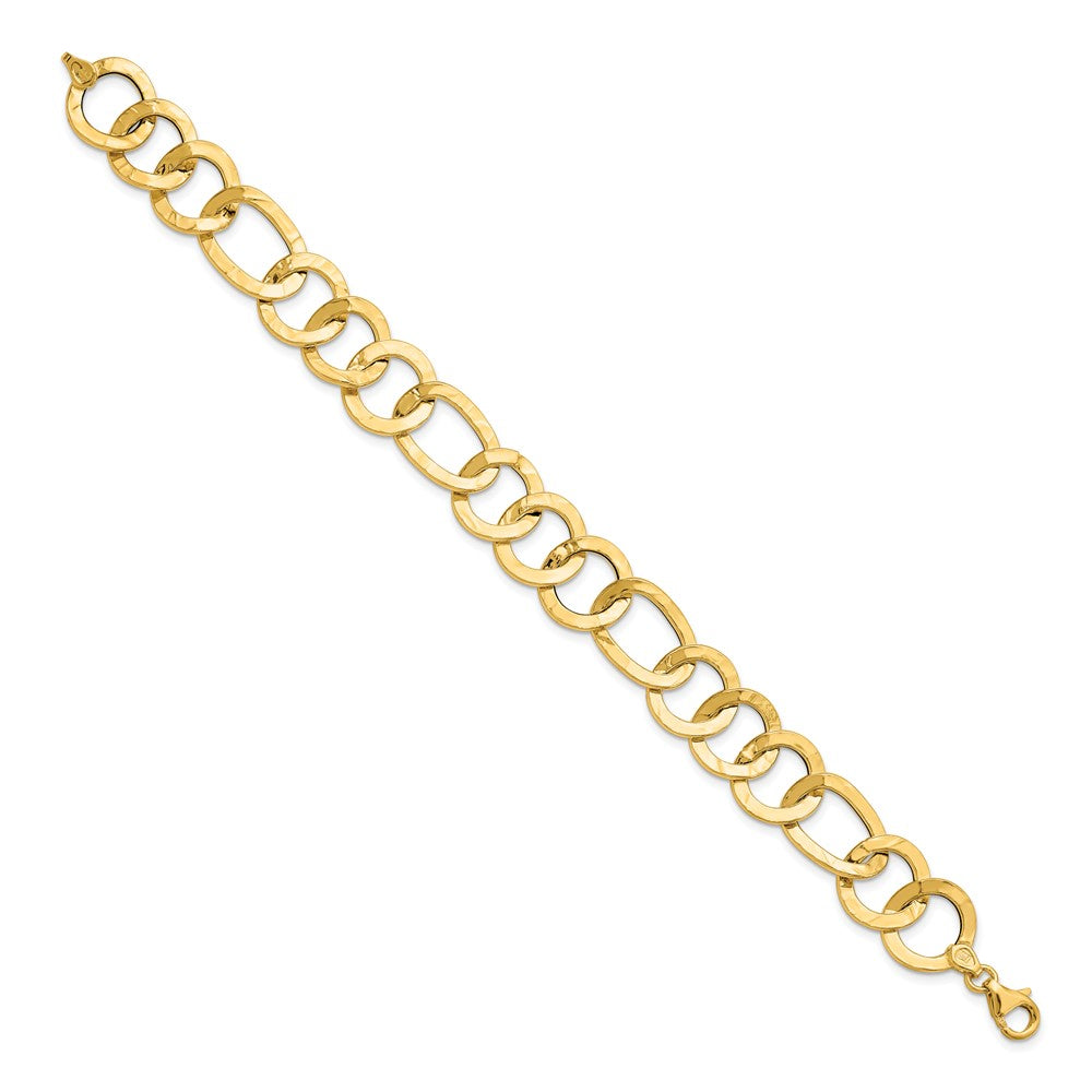 Leslie's 14K Polished Textured Fancy Link BraceletLF1488-7.75