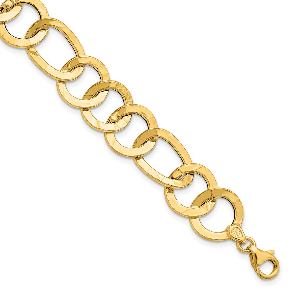 Leslie's 14K Polished Textured Fancy Link BraceletLF1488-7.75
