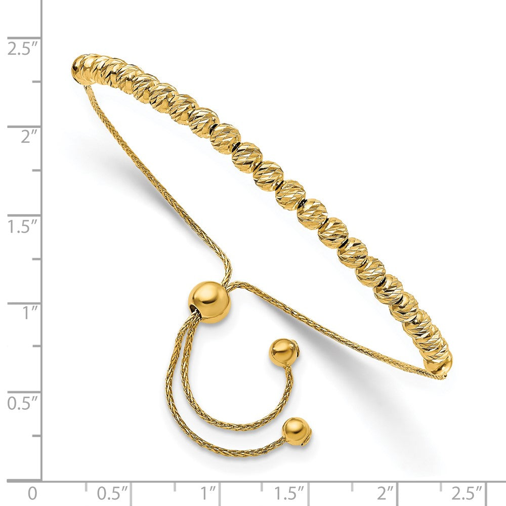 Leslie's 14K Polished D/C Beaded Bolo Adj. BraceletLF1489