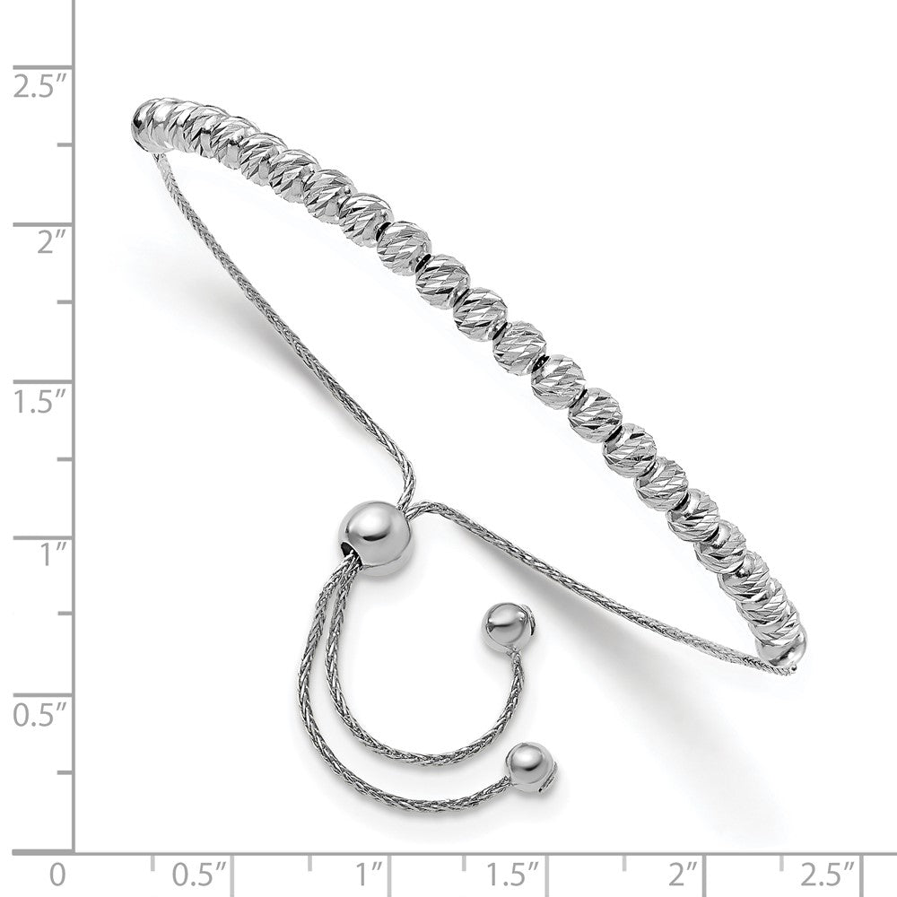 Leslie's 14K White Gold Polished D/C Beaded Bolo Adj. BraceletLF1489W