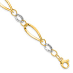 Load image into Gallery viewer, Leslie&#39;s 14K Two-tone Polished and D/C Link w/1/2in. ext. BraceletLF149-7.25
