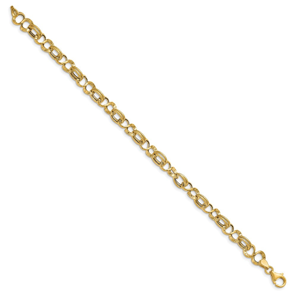 Leslie's 14K Polished Textured Fancy Link BraceletLF1495-7.5