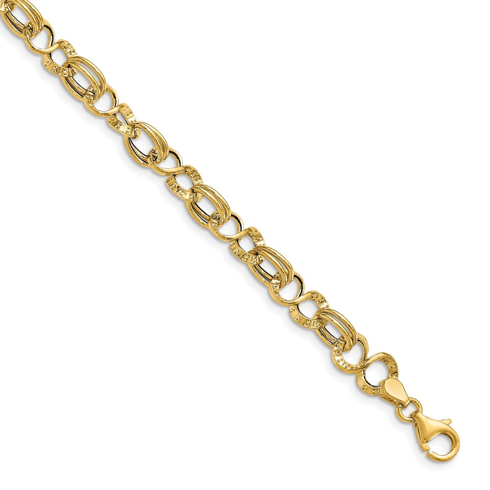 Leslie's 14K Polished Textured Fancy Link BraceletLF1495-7.5