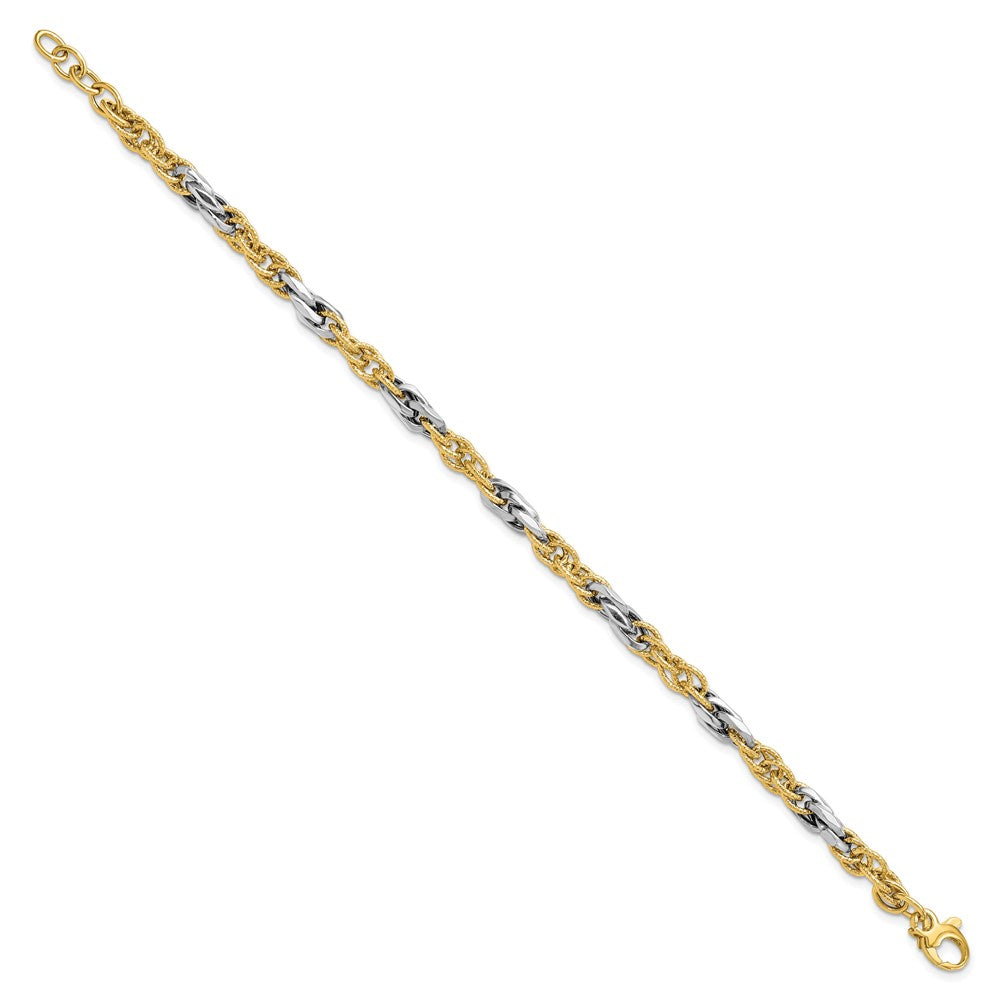 Leslie's 14K Two-tone Polished D/C Link w/ .5in ext. BraceletLF1500-7.5