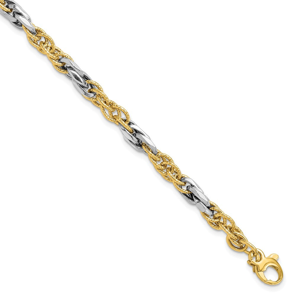Leslie's 14K Two-tone Polished D/C Link w/ .5in ext. BraceletLF1500-7.5