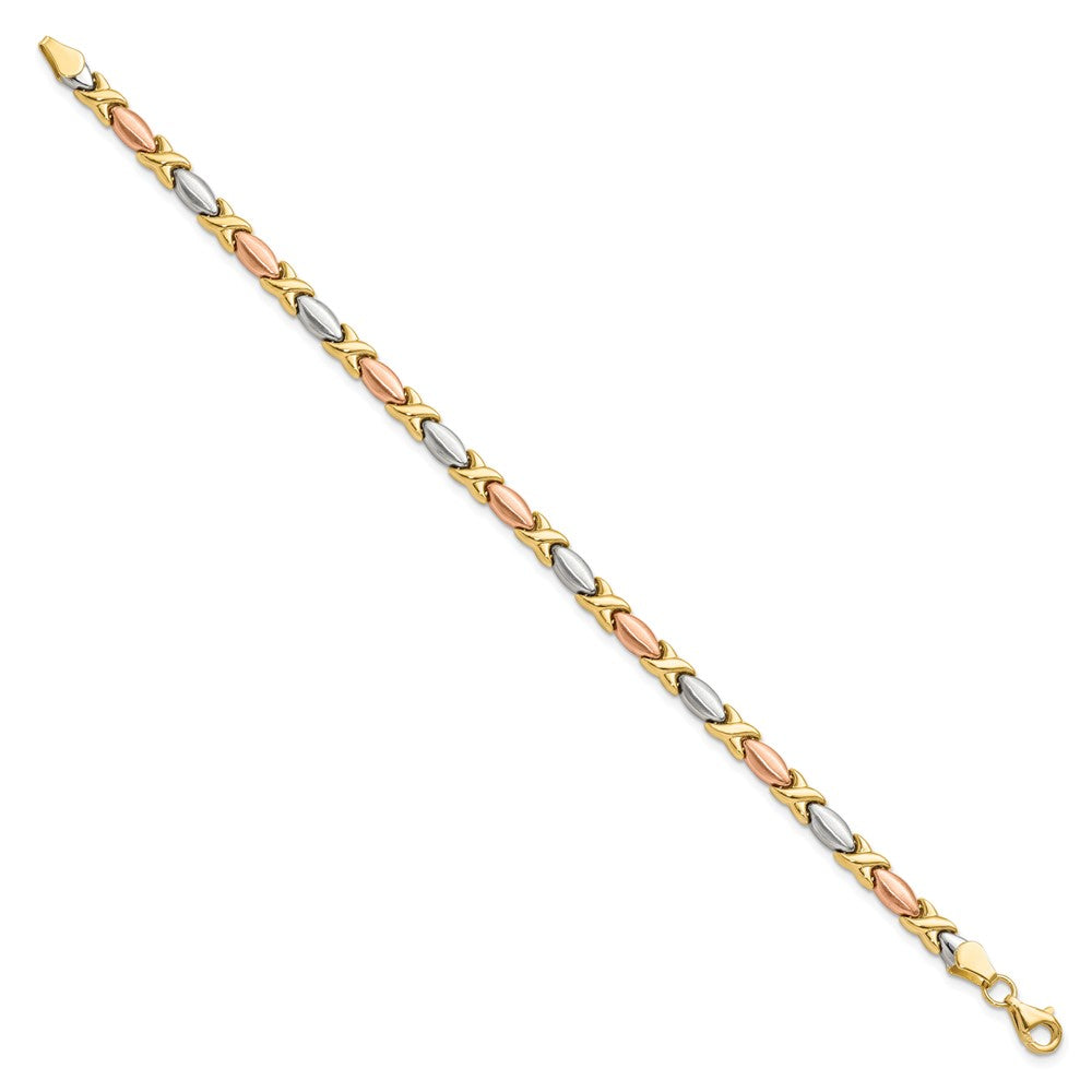 Leslie's 14K w/White & Rose Gold Plating Polished & Brushed X BraceletLF939-7.25