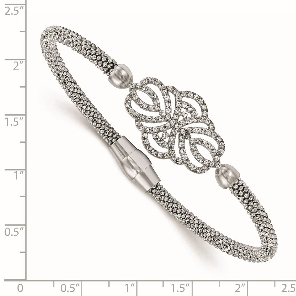 Leslie's Sterling Silver Polished Textured CZ BraceletQLF650-7.5