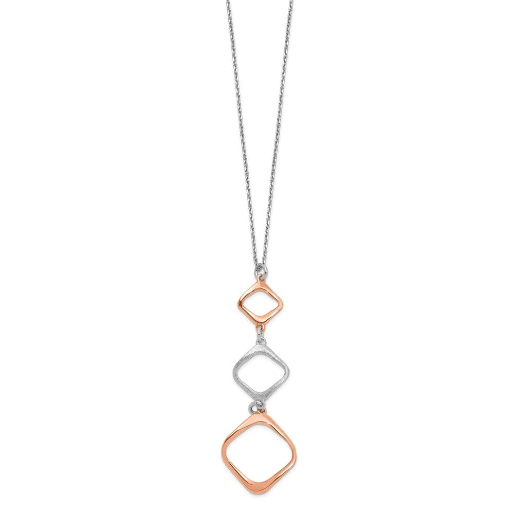 Leslie's Sterling Silver Rose Gold-plated w/1in ext. NecklaceQLF698-17