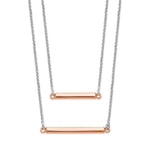Load image into Gallery viewer, Leslie&#39;s Sterling Silver Fancy Double Rose-tone Bar w/2in ext. NecklaceQLF734-16
