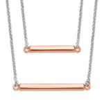 Load image into Gallery viewer, Leslie&#39;s Sterling Silver Fancy Double Rose-tone Bar w/2in ext. NecklaceQLF734-16
