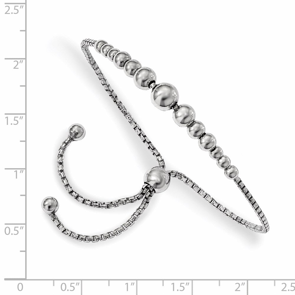 Leslie's Sterling Silver Rhodium-plated Beaded Adjustable BraceletQLF739