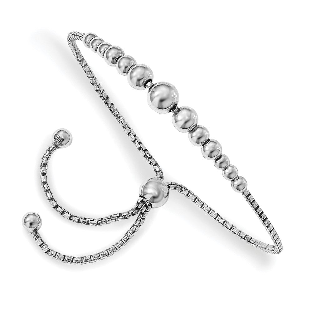 Leslie's Sterling Silver Rhodium-plated Beaded Adjustable BraceletQLF739