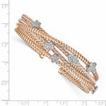 Load image into Gallery viewer, Leslie&#39;s Sterling Silver Rose-tone CZ Polished Textured Cuff BangleQLF781
