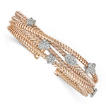 Load image into Gallery viewer, Leslie&#39;s Sterling Silver Rose-tone CZ Polished Textured Cuff BangleQLF781
