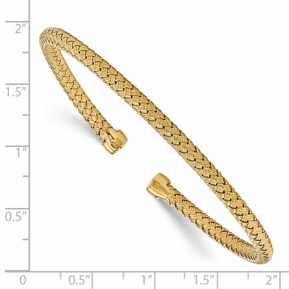 Leslie's Sterling Silver Gold-plated Polished Woven Cuff BangleQLF785