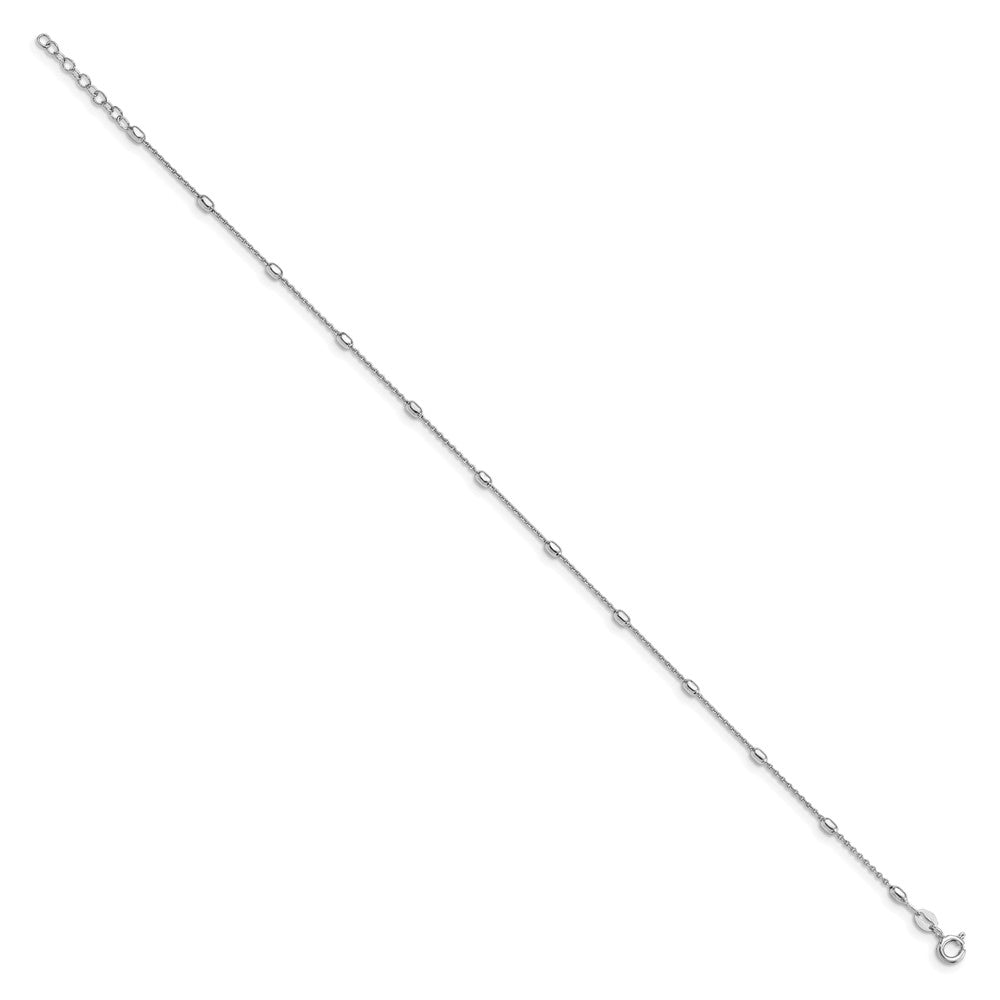 Leslie's Sterling Silver Polished Beaded with 1in ext. AnkletQLF801-9