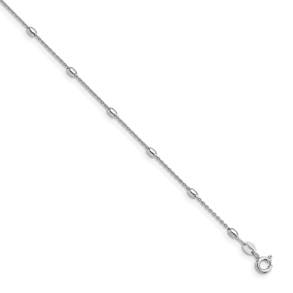 Leslie's Sterling Silver Polished Beaded with 1in ext. AnkletQLF801-9