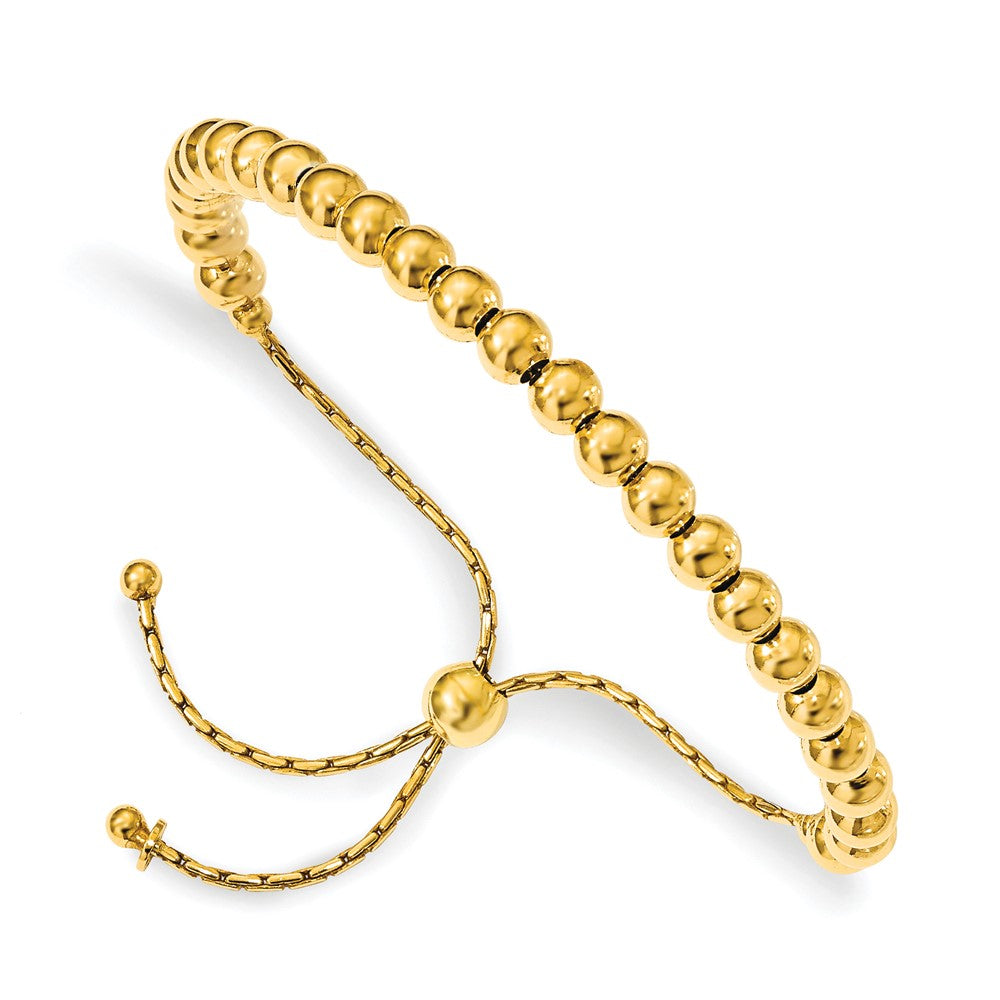 Leslie's Sterling Silver Gold-tone Polished Beaded Adjustable BraceletQLF805-9