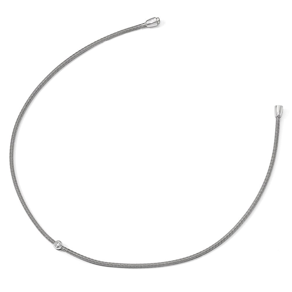 Leslie's Sterling Silver Polished CZ NecklaceQLF809-16