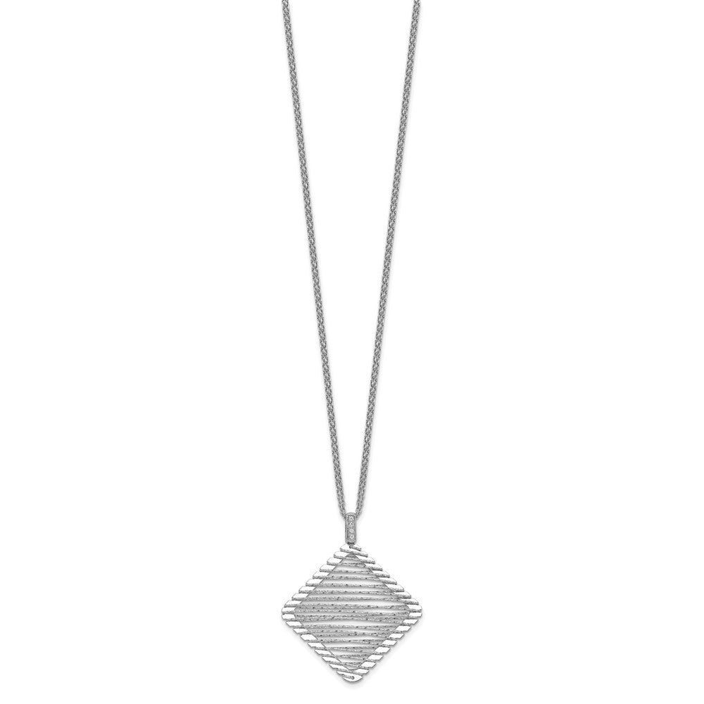 Leslie's Sterling Silver Rhodium-plated CZ NecklaceQLF812-24