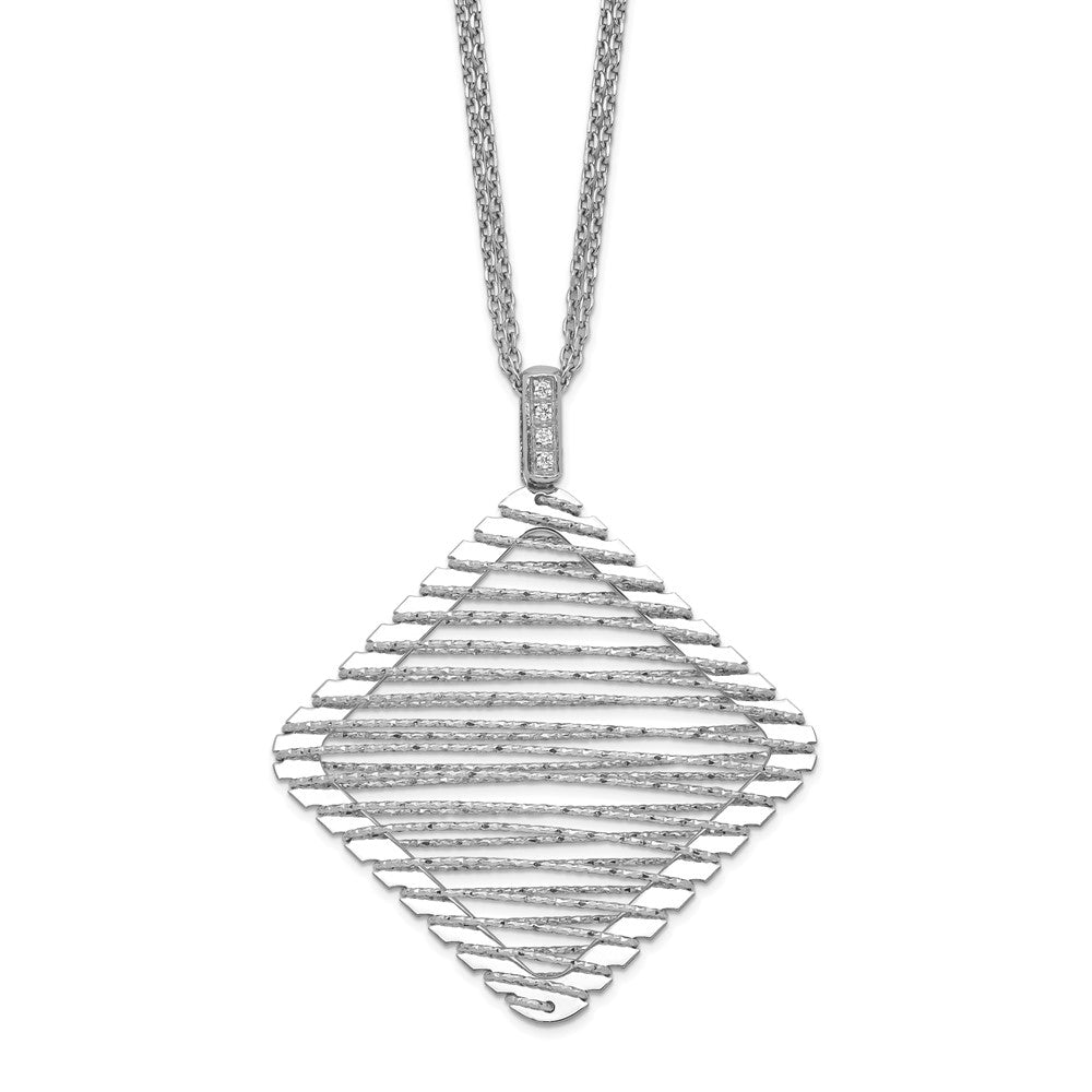 Leslie's Sterling Silver Rhodium-plated CZ NecklaceQLF812-24