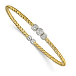 Load image into Gallery viewer, Leslie&#39;s Sterling Silver Gold-tone CZ Woven CuffQLF826

