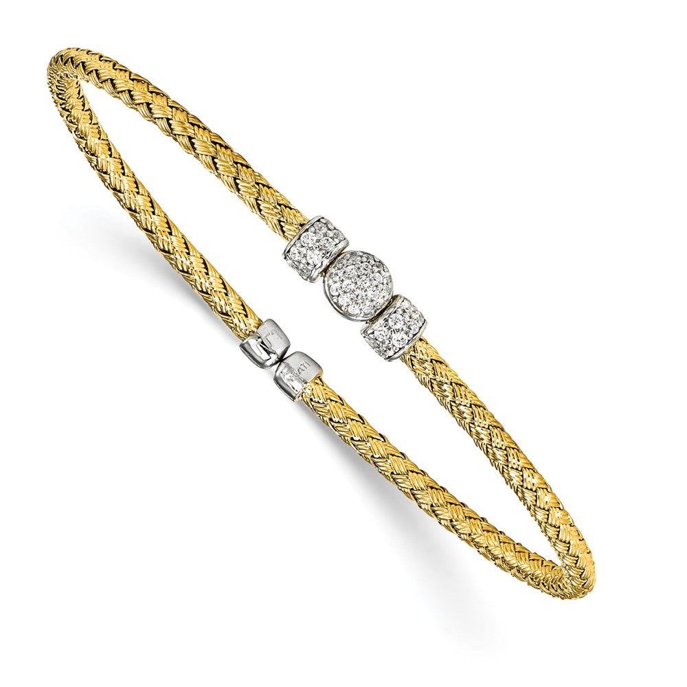Leslie's Sterling Silver Gold-tone CZ Woven CuffQLF826