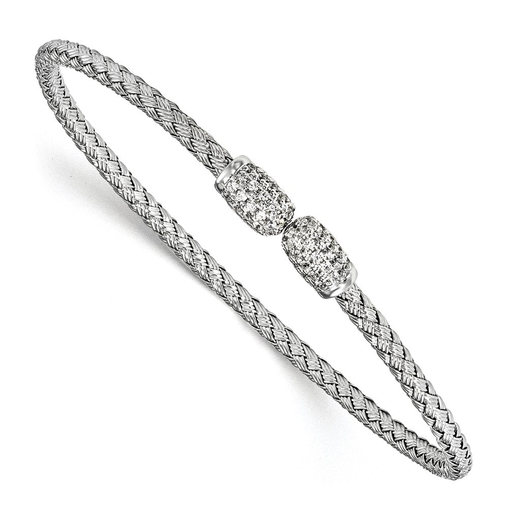 Leslie's Sterling Silver Rhodium-plated CZ Woven CuffQLF830